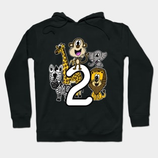 Safari Zoo Animals 2 Year Old 2nd Birthday Hoodie